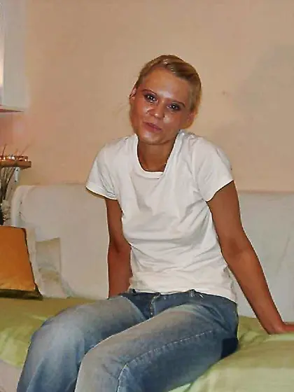 Blonde inexperienced woman playing with herself