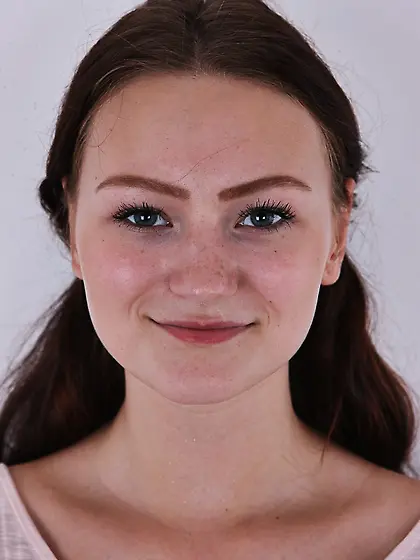 Innocent brunette cutie white