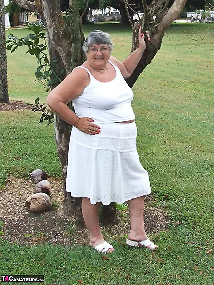 Skilled blonde granny white