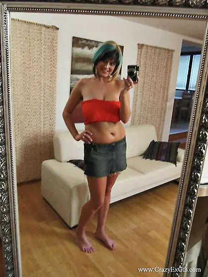 Big breasted amateur Lola Stone strips down to her red panties i