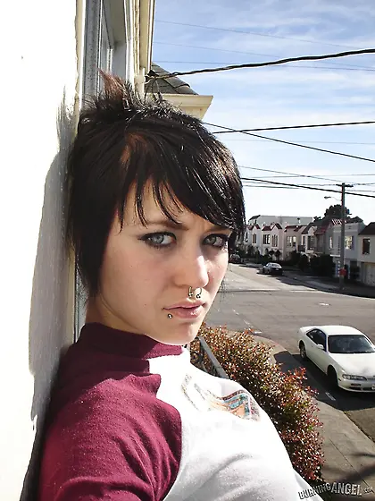 Student with a nose ring is so hot that she goes mad about her o