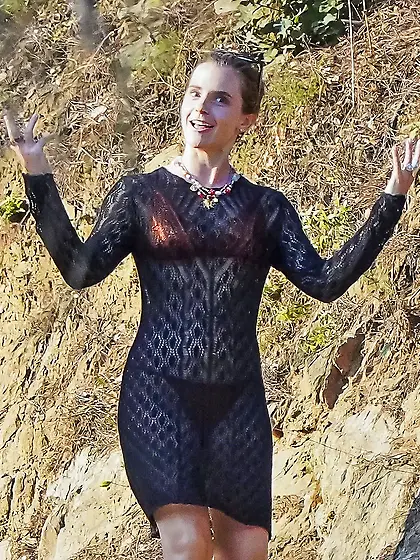 Emma Watson wearing a see-thru dress