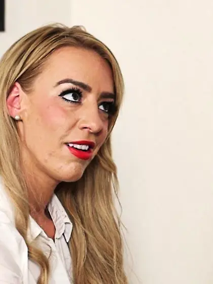 Naughty blonde tattoo sucks