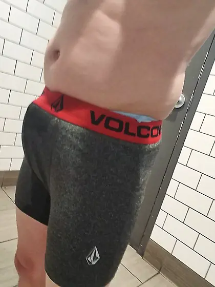 young twink with soaked pull-up shows off in publi