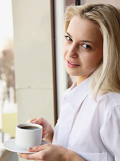 Blonde white blouse lacy