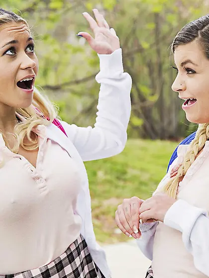 Cock drills mouths and pussies of two horny blonde students maki