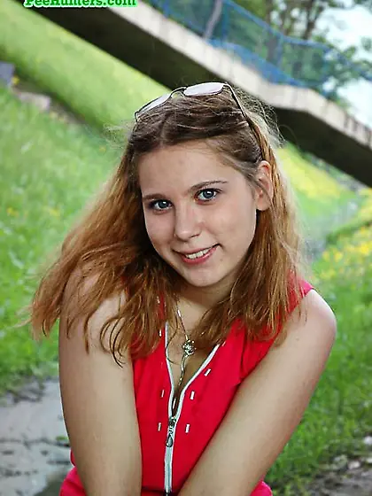 Teenage puss pissing onto a posh fashion...