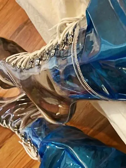 Blue Transparent PVC and Clear PVC Boots