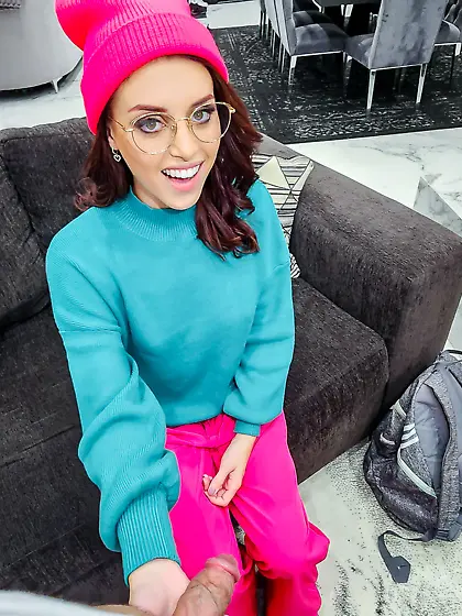 Lila Love gets her pink pussy plowed after sucking massive cock