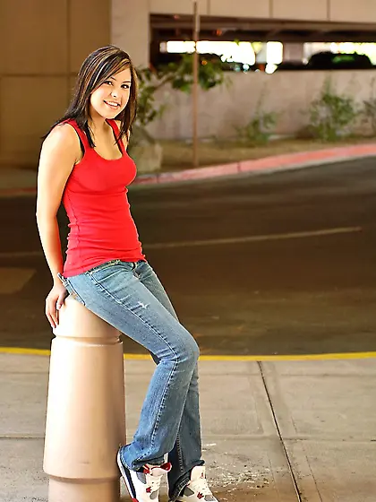 Cute teen bunny Celina FTV strips her tight blue jeans and shows