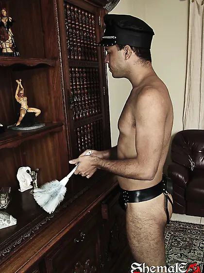 Ana amuses herself with a cleaner