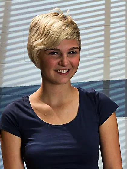 Short haired blondie gagged