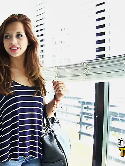 Adorable brunette tiny tight