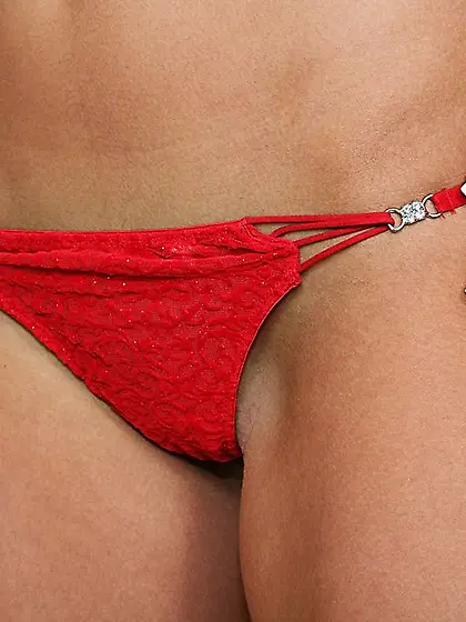 The busty brunette Stacy Da Silva playing around in red panty an