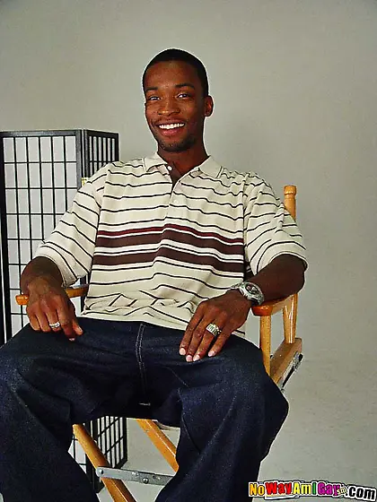 Slim ebony man shows