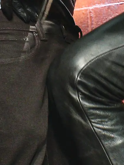 Dominant dude black leather