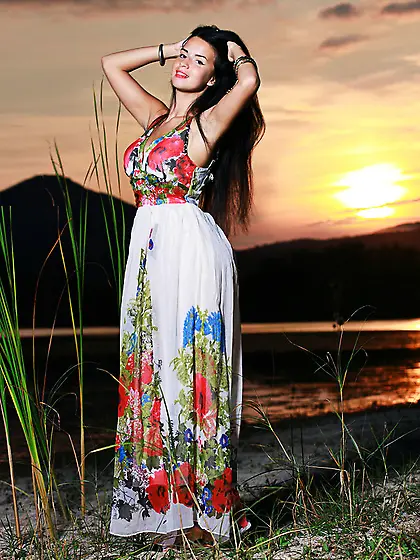 Black haired bimbo long