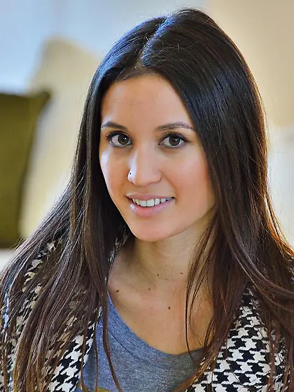 Horny brunette Aubrey FTV strips to lingerie and finally stays a