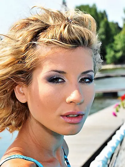 Skinny blonde babe Iona is anal fucked on...