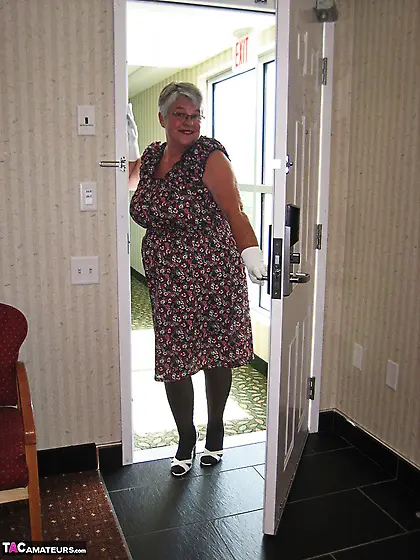 Gorgeous elderly blonde short