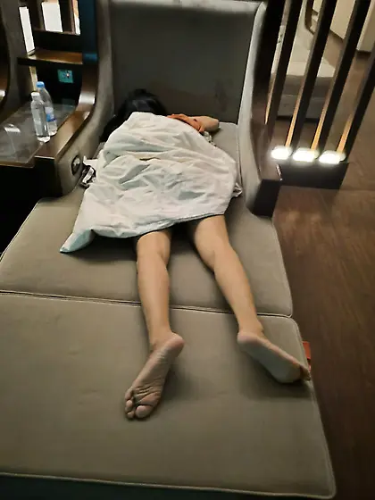 Feet at a hot spring rest area