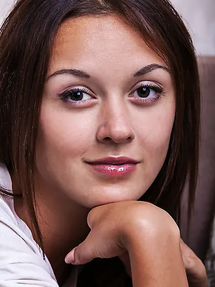 Skinny brunette tanned body