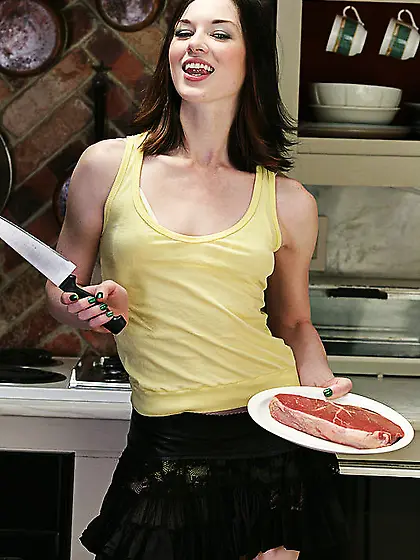 Brunette hottie Stoya wants a cock in the kitchen and she gets p