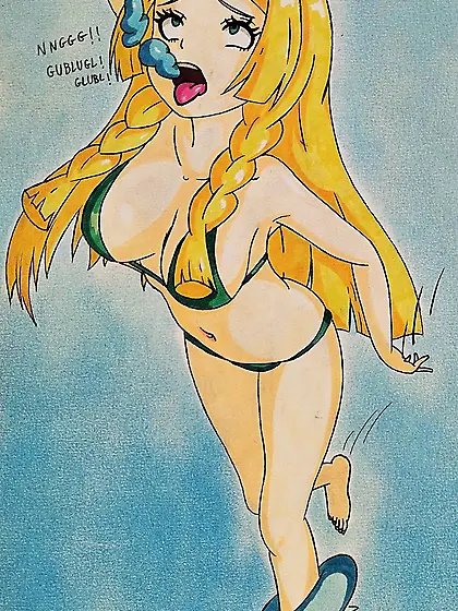 Anime girl underwater drowning