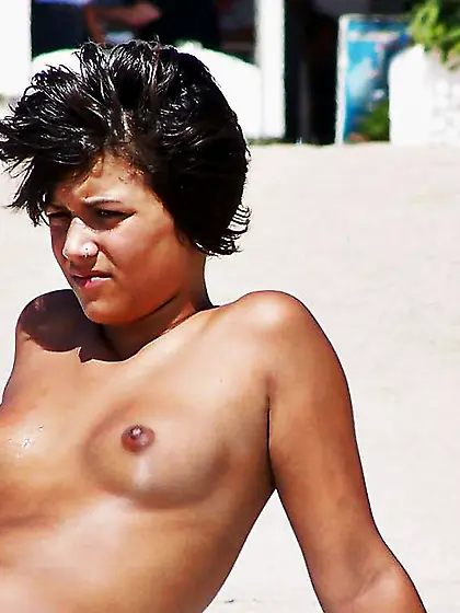 Adorable woman beach