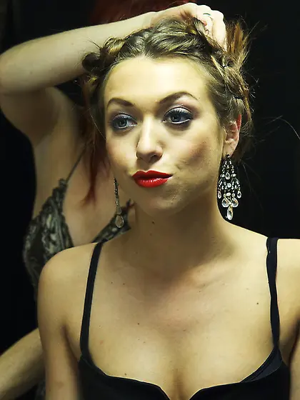 Precious brunette slender babe