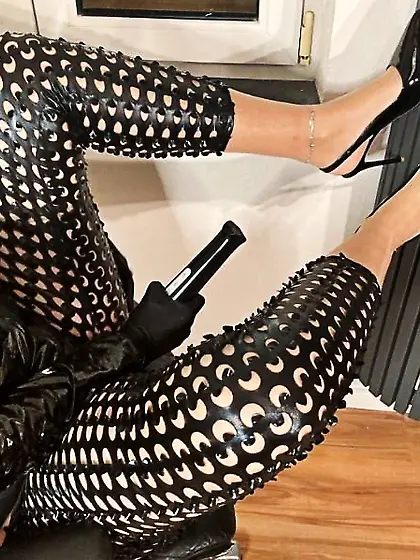 Black Leggings, Nylons and High Heel Sling Pumps