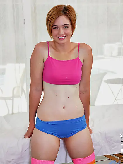 Sizzling hot teenager with ravishing beauty undressing before ex