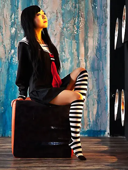 Asian teen brown hair