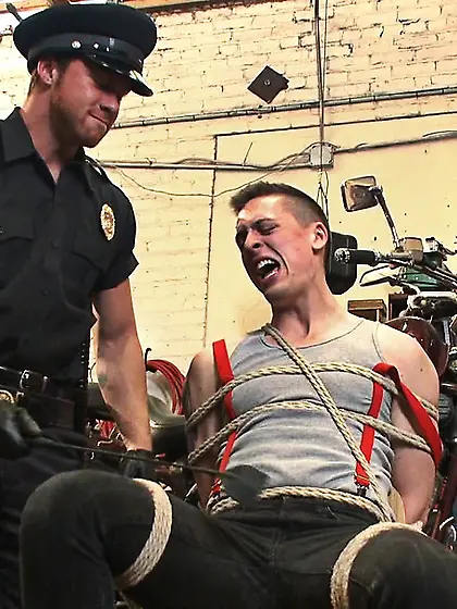 Hogtied stud jeered punished