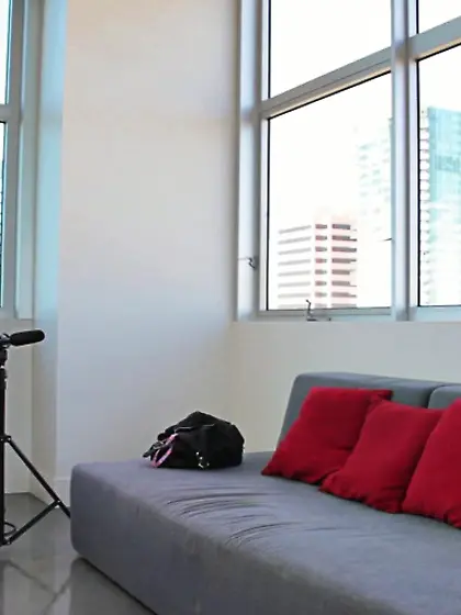 Petite blonde wearing silver