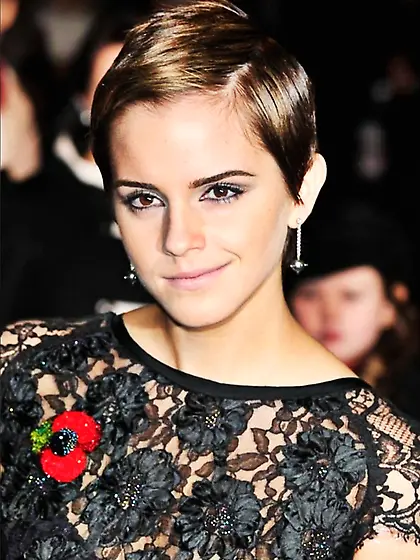 Emma Watson,  cum for Emma Watson's pixie haircut.