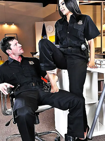 Uniform foot fuck