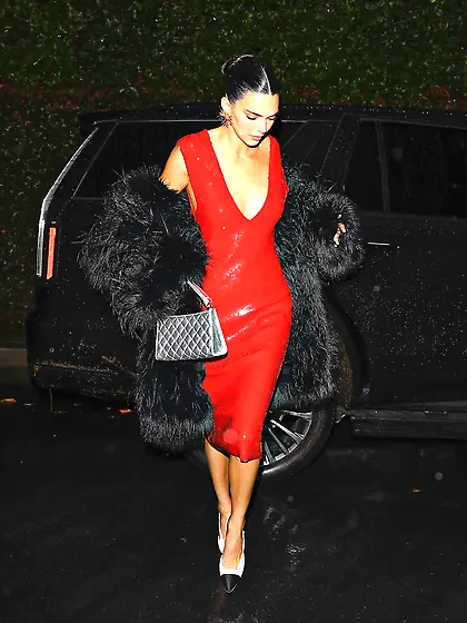 Kendall Jenner in a red dress