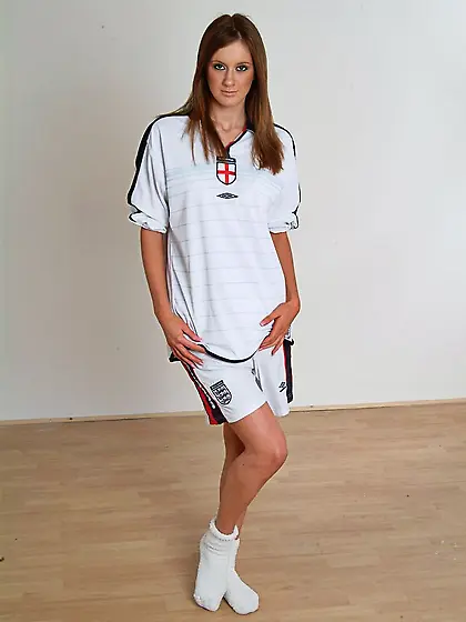 Stripteasing teen Claire Ray in white socks shows her stunning j