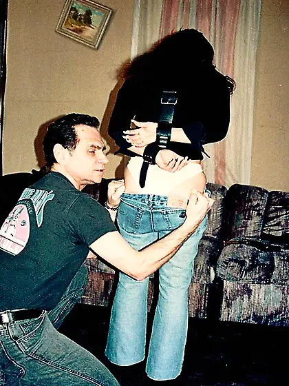 Slender teenage chick bound