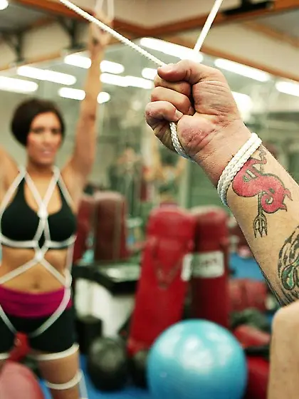 Perfect titted brunette Dylan Ryder gets bound with ropes and na