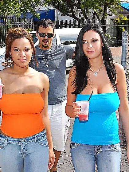 Bosomy latinas in jeans and tops Natasha Dulce and Bella Blaze g