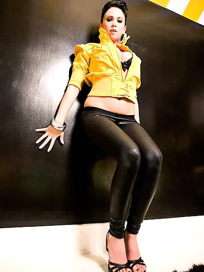 Ravishing brunette Chloe James exposes her fine tits and smooth