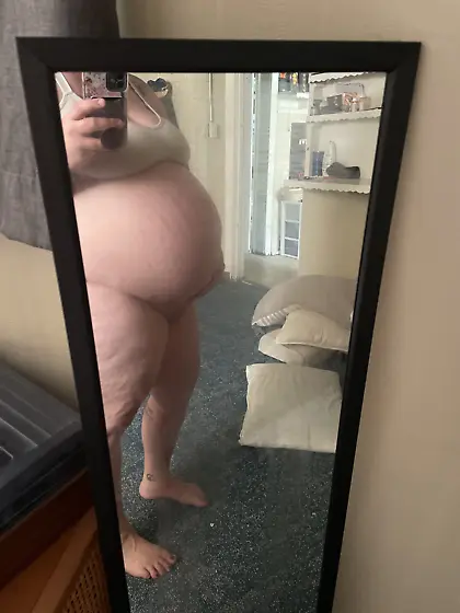 Pregnant hairy girlfriend huge tits great ass bush