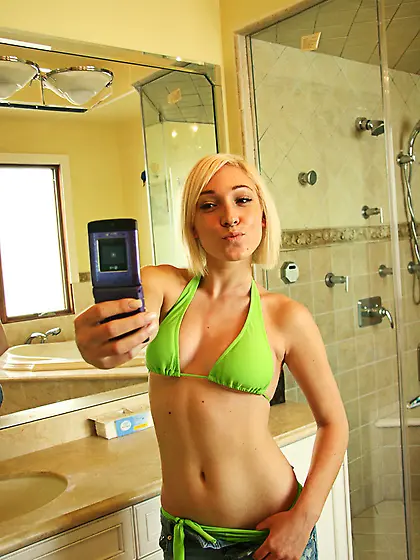 Slender blonde Lily Labeau during relax in bathroom takes nude s