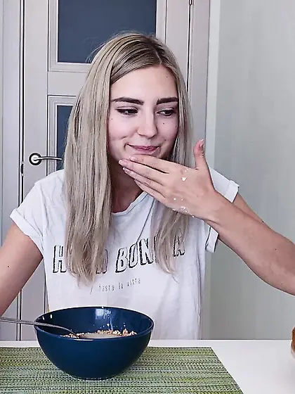 Hot teen gets fucked rough in the kitchen