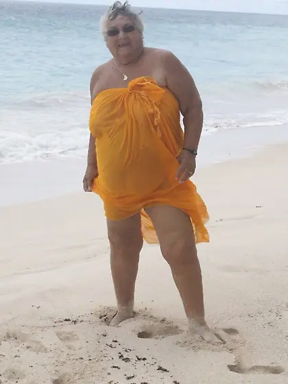 Naughty granny displays fat