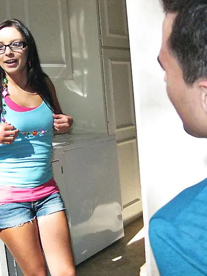 Sexy oiled up brunette Danni Cole gets her wet pussy slammed aft