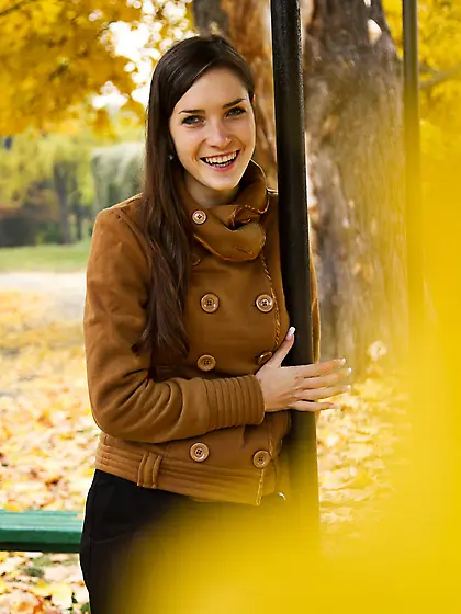 Adorable busty brunette Semmi A strips and shows off her incredi