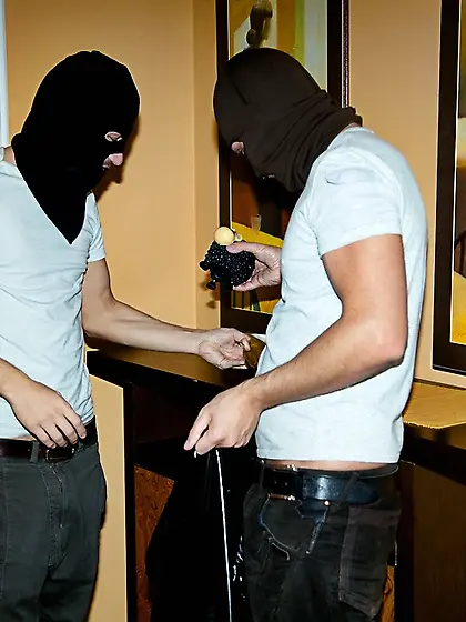 Masked robbers will her to thank them for the abuse too